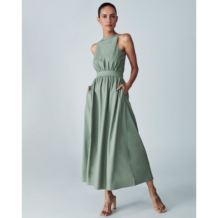 knee length dresses for ladies Liliana High Neck Acrylic Mesh Maxi Dress  Mew Mews